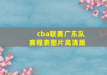 cba联赛广东队赛程表图片高清版