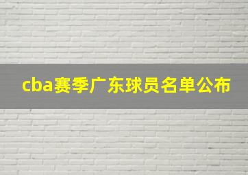 cba赛季广东球员名单公布