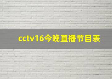 cctv16今晚直播节目表