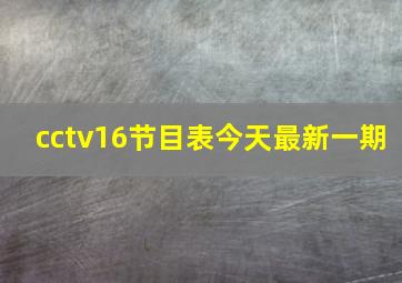 cctv16节目表今天最新一期