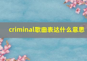 criminal歌曲表达什么意思