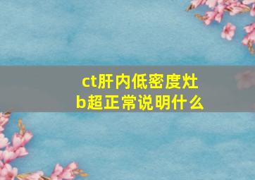 ct肝内低密度灶b超正常说明什么