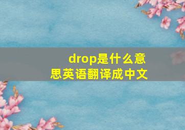 drop是什么意思英语翻译成中文