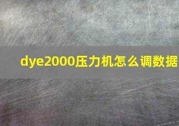 dye2000压力机怎么调数据