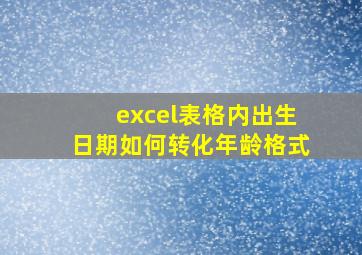 excel表格内出生日期如何转化年龄格式