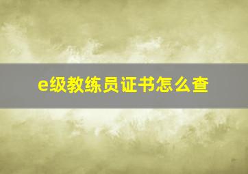 e级教练员证书怎么查