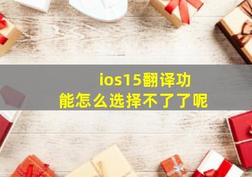 ios15翻译功能怎么选择不了了呢