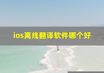 ios离线翻译软件哪个好