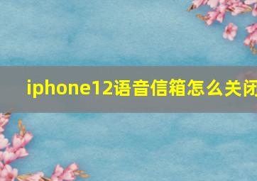 iphone12语音信箱怎么关闭