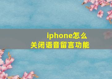 iphone怎么关闭语音留言功能