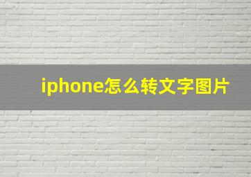 iphone怎么转文字图片