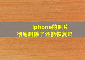 iphone的照片彻底删除了还能恢复吗