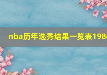 nba历年选秀结果一览表1986