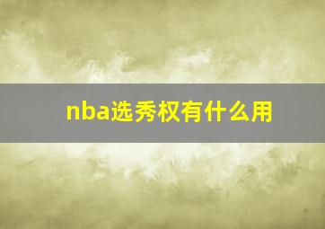 nba选秀权有什么用