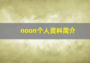 noon个人资料简介