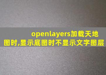 openlayers加载天地图时,显示底图时不显示文字图层