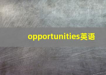 opportunities英语