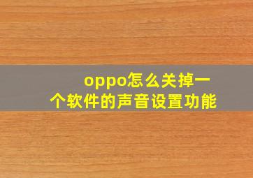 oppo怎么关掉一个软件的声音设置功能