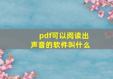 pdf可以阅读出声音的软件叫什么