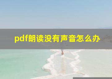 pdf朗读没有声音怎么办