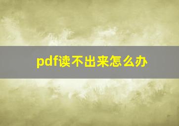 pdf读不出来怎么办