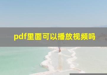 pdf里面可以播放视频吗