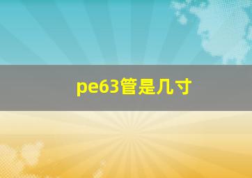 pe63管是几寸