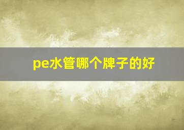 pe水管哪个牌子的好