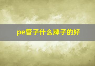 pe管子什么牌子的好