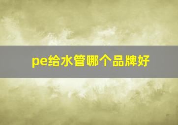 pe给水管哪个品牌好