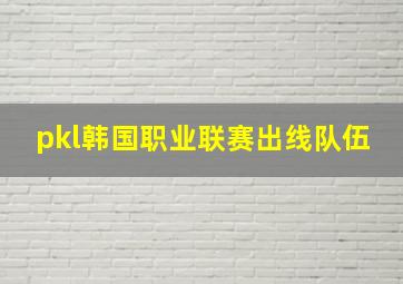 pkl韩国职业联赛出线队伍