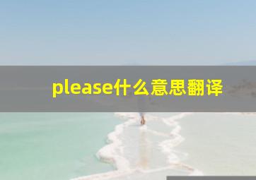 please什么意思翻译