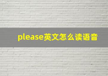 please英文怎么读语音