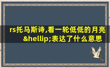 rs托马斯诗,看一轮低低的月亮…表达了什么意思