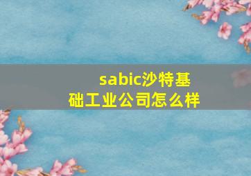 sabic沙特基础工业公司怎么样