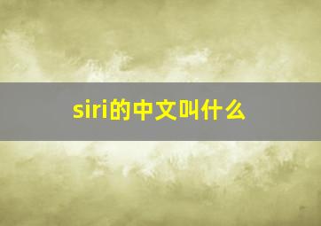 siri的中文叫什么