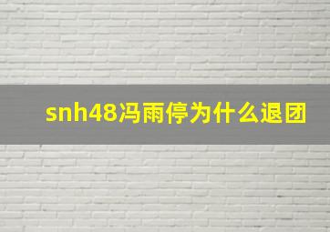 snh48冯雨停为什么退团