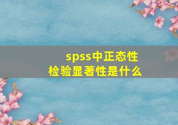 spss中正态性检验显著性是什么