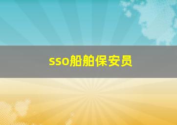 sso船舶保安员