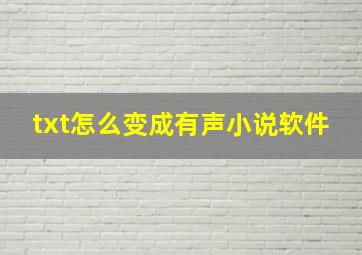 txt怎么变成有声小说软件