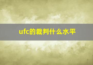 ufc的裁判什么水平