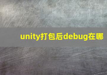 unity打包后debug在哪