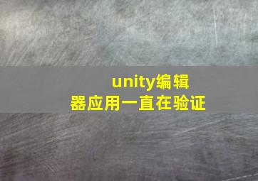 unity编辑器应用一直在验证