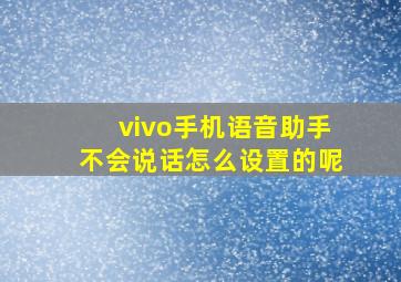 vivo手机语音助手不会说话怎么设置的呢