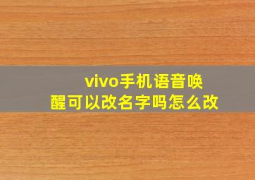 vivo手机语音唤醒可以改名字吗怎么改