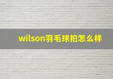 wilson羽毛球拍怎么样