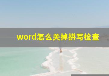 word怎么关掉拼写检查