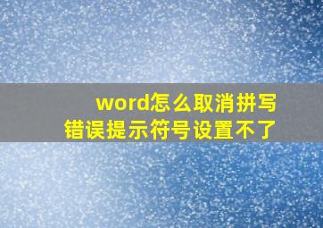 word怎么取消拼写错误提示符号设置不了