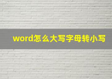 word怎么大写字母转小写