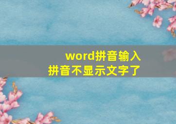 word拼音输入拼音不显示文字了